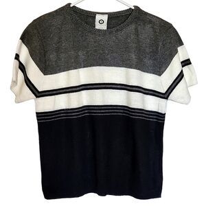 🟢7009 * Ellemenno Sweater Black White Gray Size L Vintage Made in USA